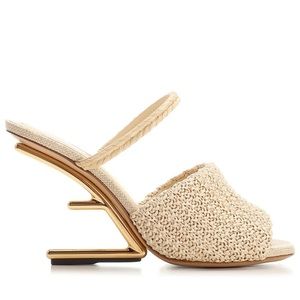 Fendi First Raffia Heeled Sandals